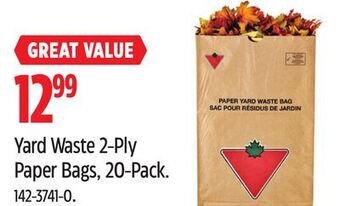 Canadian Tire Yard waste 2-ply paper bags, 20-pack offer