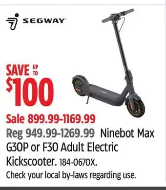 Canadian Tire Segway ninebot max g30p or f30 adult electric kickscooter offer