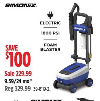 Canadian Tire Simoniz electric 1800 psi foam blaster offer
