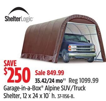 Canadian Tire Shelter logic garage-in-a-box® alpine suv/truck shelter, 12 x 24 x 10´ h offer