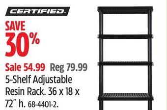 Canadian Tire Certified 5-shelf adjustable resin rack offer