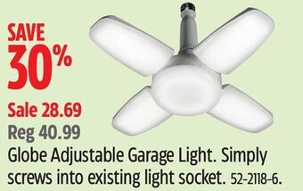 Canadian Tire Globe adjustable garage light offer