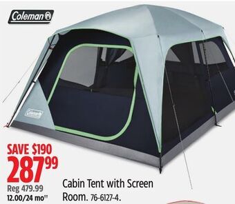 Canadian Tire Coleman cabin tent with screen room offer