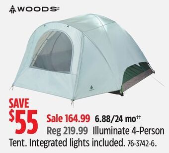 Canadian Tire Woods illuminate 4-person tent offer