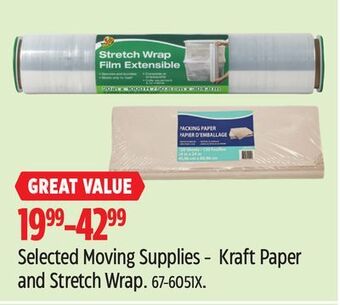 Canadian Tire Selected moving supplies - kraft paper and stretch wrap offer