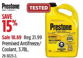 Canadian Tire Prestone premixed antifreeze/ coolant, 3.78l offer