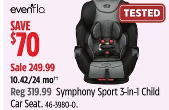 Canadian Tire Evenflo symphony sport 3-in-1 child car seat offer