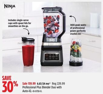 Canadian Tire Ninja professional plus blender duo with auto-iq offer
