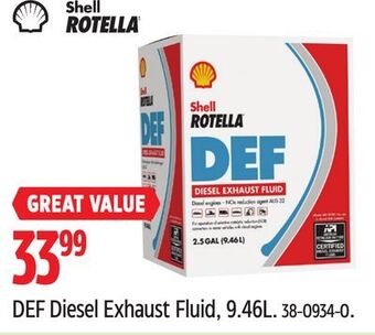 Canadian Tire Shell rotella def diesel exhaust fluid, 9.46l offer