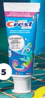 Real Canadian Superstore Crest kids colour changing toothpaste, 85 ml offer