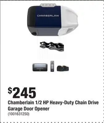Home Depot Chamberlain 1/2 hp heavy-duty chain drive garage door opener offer