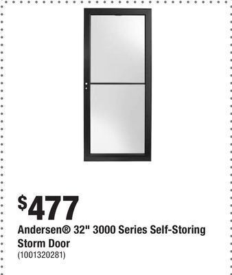 Home Depot Andersen® 32 3000 series self-storing storm door offer