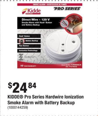 Home Depot Kidde® pro series hardwire ionization smoke alarm with battery backup offer