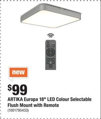 Home Depot Artika europa 18 led colour selectable flush mount with remote offer