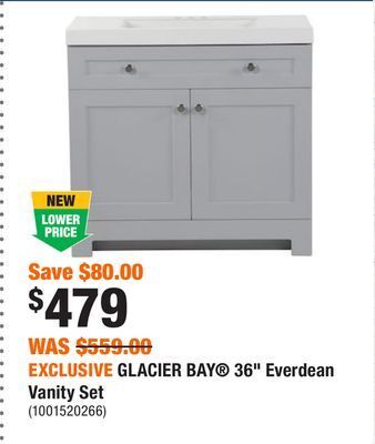 Home Depot Exclusive glacier bay® 36 everdean vanity set offer
