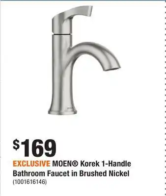 Home Depot Exclusive moen® korek 1-handle bathroom faucet in brushed nickel offer
