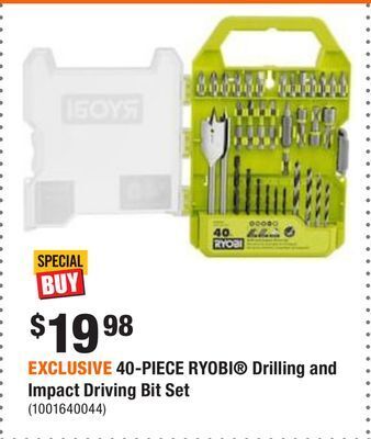 Home Depot Exclusive 40-piece ryobi® drilling and impact driving bit set offer