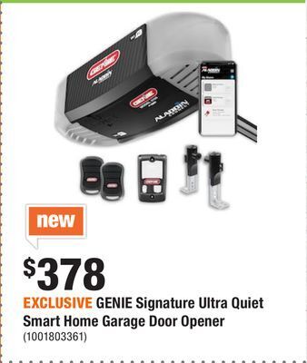 Home Depot Exclusive genie signature ultra quiet smart home garage door opener offer