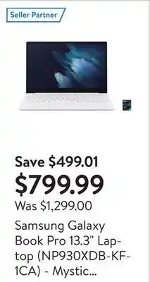 Walmart Samsung galaxy book pro 13.3 laptop (np930xdb-kf1ca) - mystic silver (intel core i5-1135g7/256gb ssd/8gb ram/win10) offer