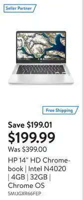 Walmart Hp 14 hd chromebook | intel n4020 | 4gb | 32gb | chrome os offer