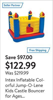 Walmart Intex inflatable colorful jump-o-lene kids castle bouncer for ages 3-6 | 48259ep offer