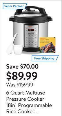 Walmart 6 quart multiuse pressure cooker 18in1 programmable rice cooker stainless inner container offer