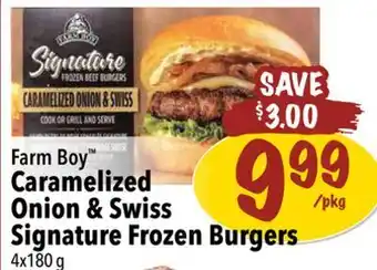 Farm Boy Farm boy™ caramelized onion & swiss signature frozen burgers offer
