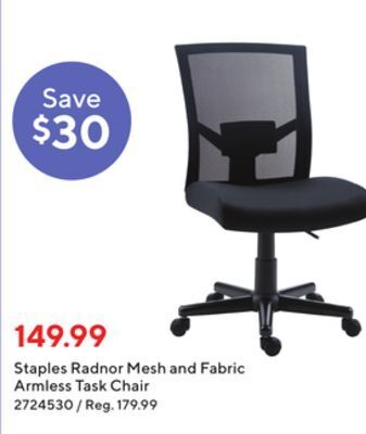 Staples Staples radnor mesh and fabric armless task chair offer