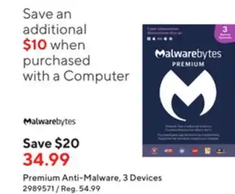 Staples Malwarebytes premium anti-malware 3 devices offer