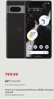 Staples Google pixel 7 6.3 - 128 gb - 8 gb ram obsidian offer