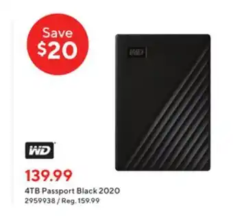 Staples Western digital 4tb my passport portable offer
