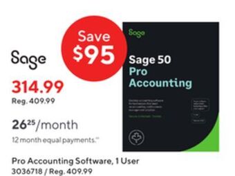 Staples Sage pro accounting software, 1 user offer