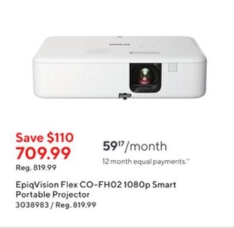 Staples Epson epiqvision flex co-fh02 1080p smart portable projector offer