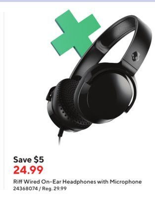 Staples Skullcandy riff wired on-ear headphones with microphone offer