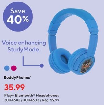 Staples Buddyphones play+ bluetooth headphones offer