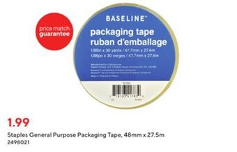Staples Staples general purpose packaging tape offer
