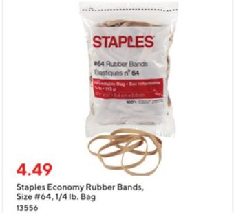 Staples Staples economy rubber bands - size #64 - 1/4 lb. bag offer