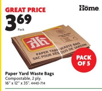 Home Hardware Paper yard waste bags offer