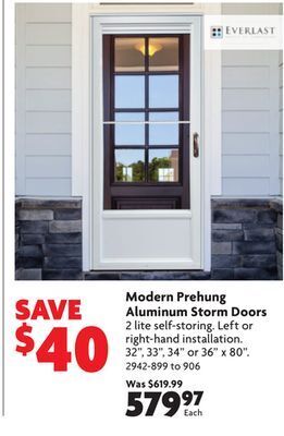 Home Hardware Modern prehung aluminum storm doors offer