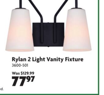 Home Hardware Rylan 2 light vanity fixture offer