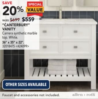 RONA Allen+roth canterbury vanity 36 x 35 x 22 offer