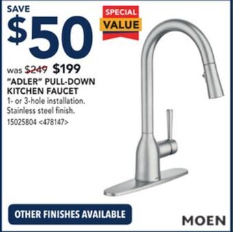 RONA Moen adler pull-down kitchen faucet offer