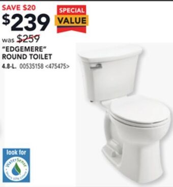 RONA Edgemere round toilet 4.8-l. offer