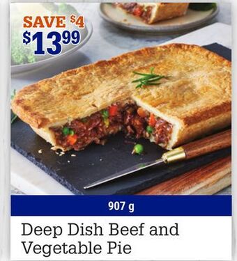 M & M Food Market Deep dish beef and vegetable pie offer