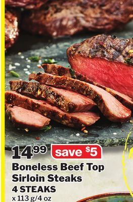 M & M Food Market Boneless beef top sirloin steaks offer