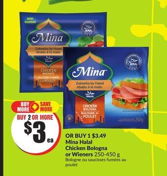 FreshCo Mina halal chicken bologna or wieners 250-450 g offer