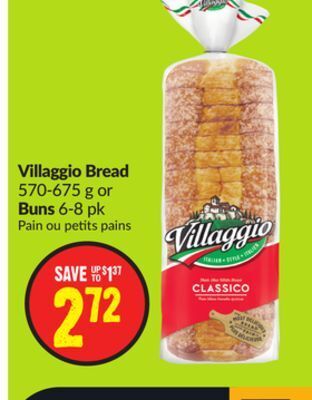 FreshCo Villaggio bread 570-675 g or buns 6-8 pk offer