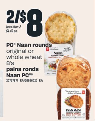 Valu-mart Pains ronds naan pc, 8's offer