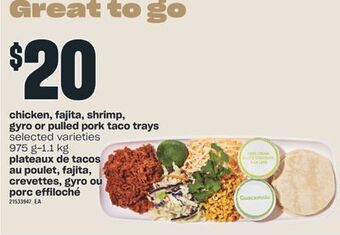 Valu-mart Plateaux de tacos au poulet, fajita, crevettes, gyro ou porc effiloché, 975 g-1.1 kg offer
