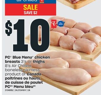 Valu-mart Poitrines ou hauts de cuisse de poulet pc menu bleu offer